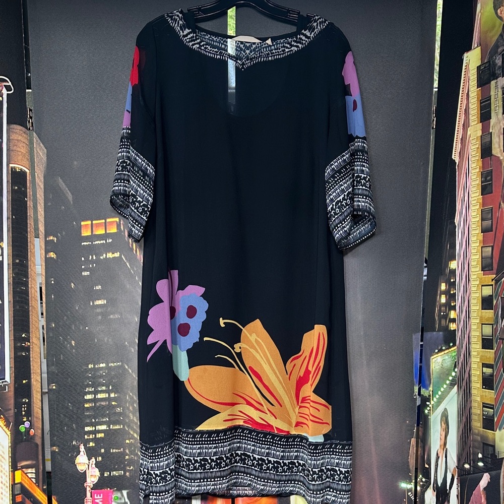 Black Dress with Colorful Floral Print